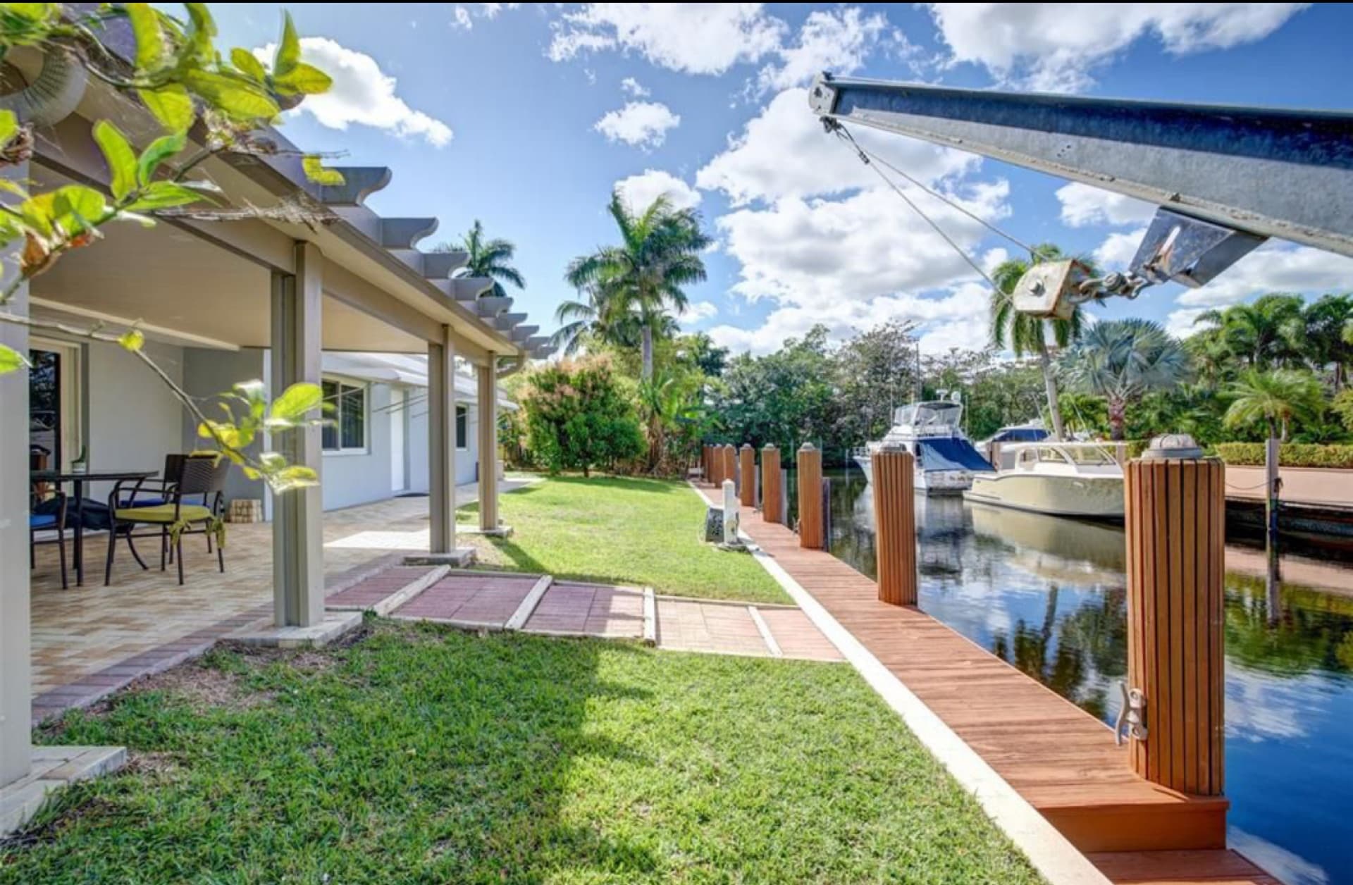 A private waterfront dock behind a South Florida home