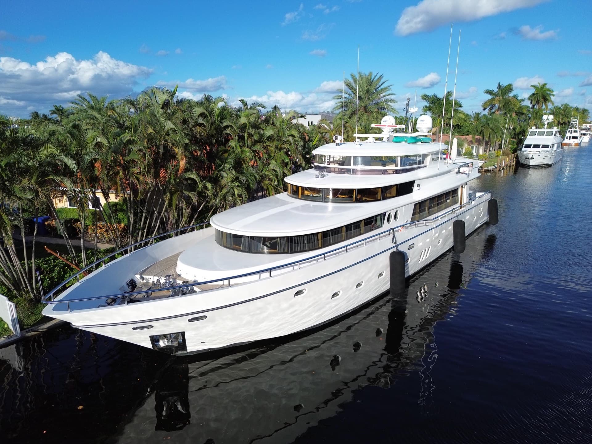 A yacht docked at a private South Florida slip